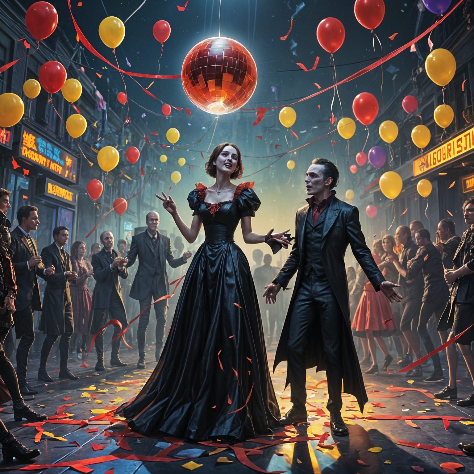 Vampire and Zombie Disco Dance: Matte Painting