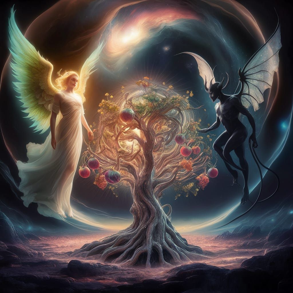 Celestial Tree of Life: Angel and Demon