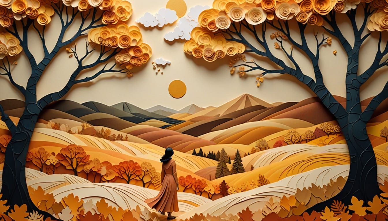 Astral Cosmic Landscape with Whimsical Paper Textures