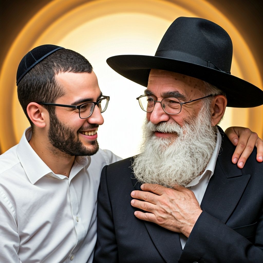 Two Men Sharing a Warm Moment in Glowing Light