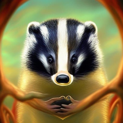 Fantastical Badger with Heart-Shaped Eyes