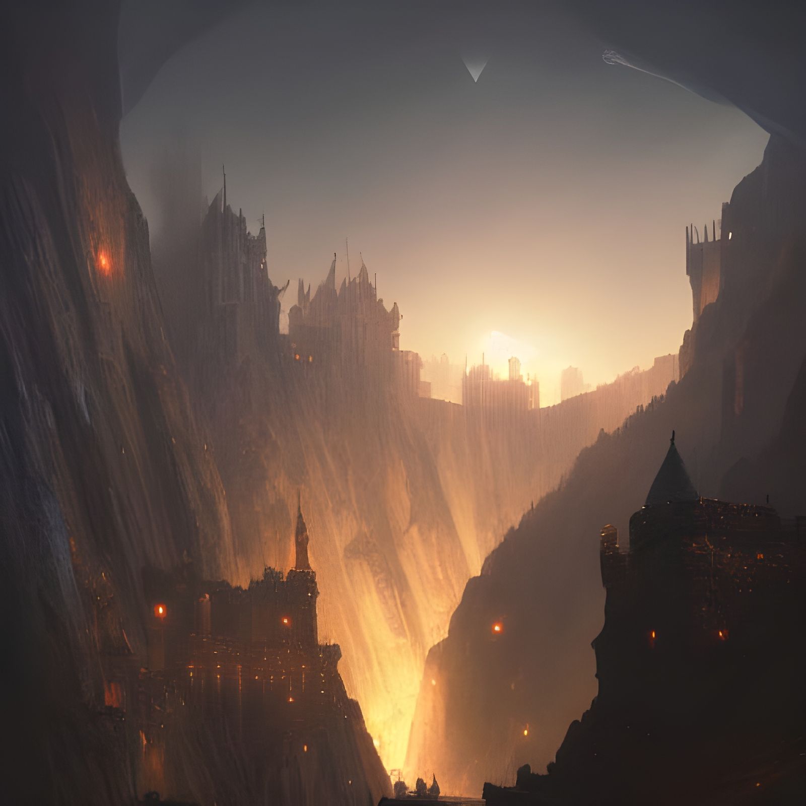 Cosmic Medieval Fortress in Dark Fantasy Style