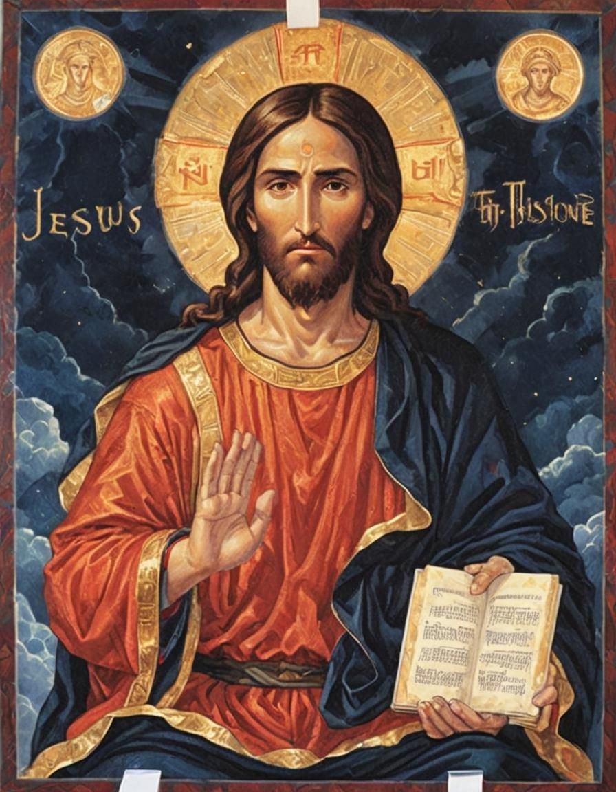 Christ Pantocrator in Sacred Comic Book Art Style