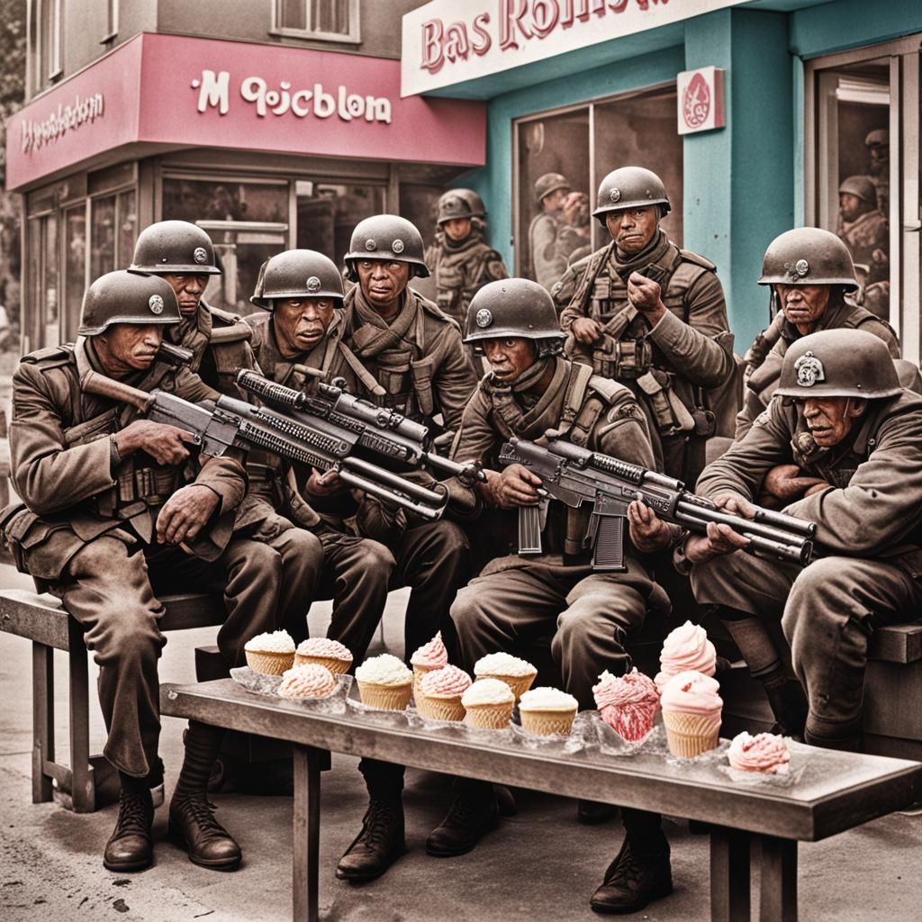 Hyperdetailed Photoillustration: Homunculi at Baskin-Robbins