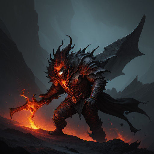 Dark Fantasy Reaper Carries Hell-Fire Scythe in Swirling Ash