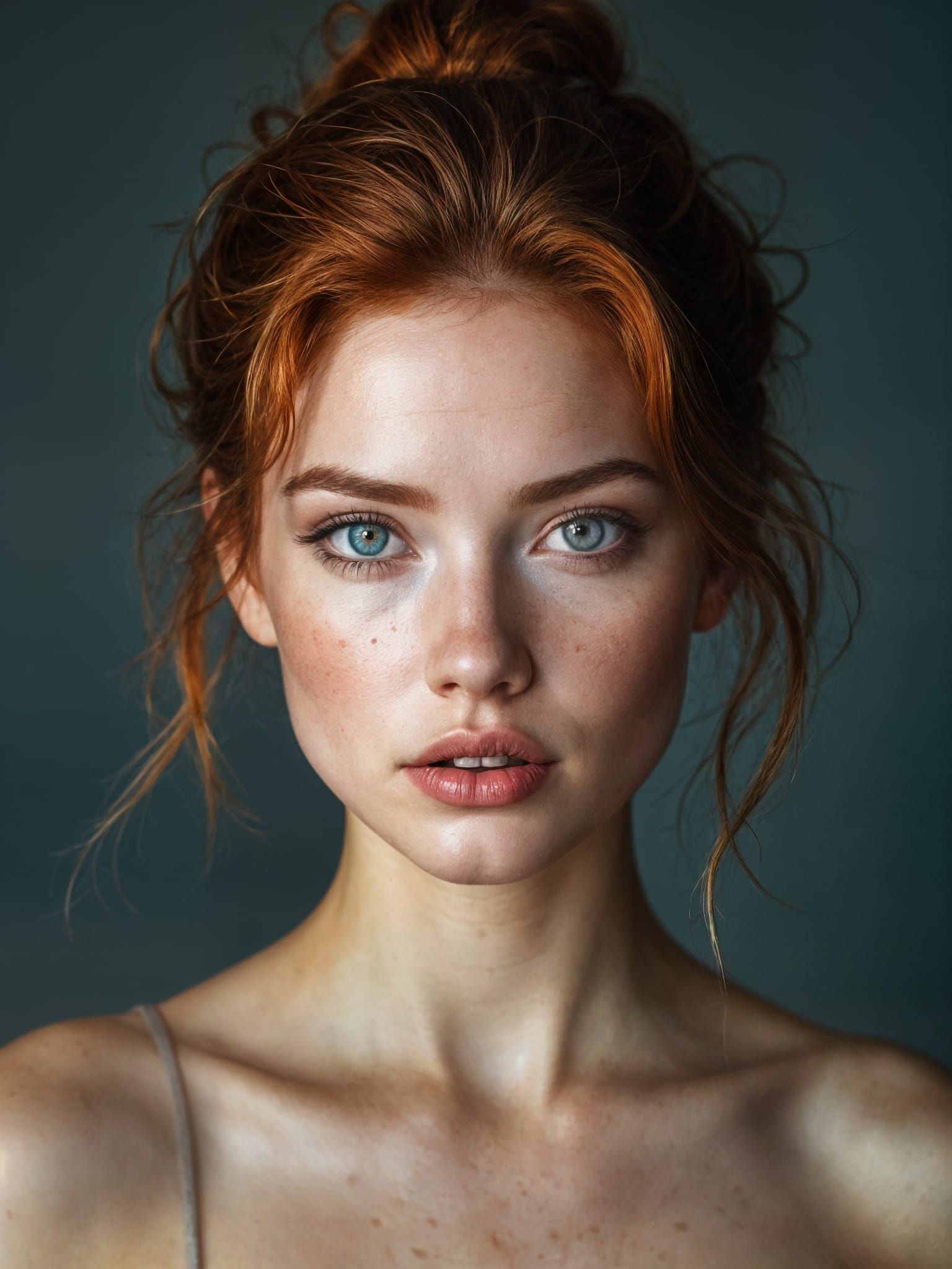 Confident Red-Headed Woman in Close-Up