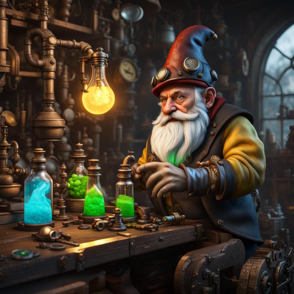 Steampunk Gnome Tinkerer's Workshop in 8K
