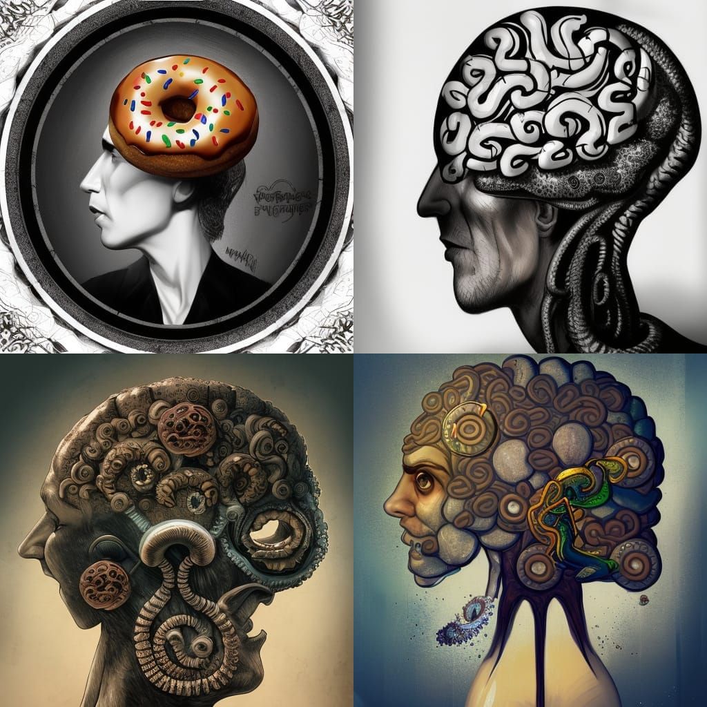 Man with Donut Brain Flushing Human Brain
