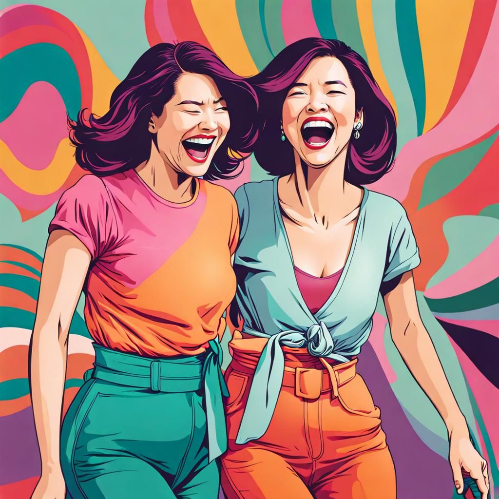 Two Women Sharing a Moment of Joyful Laughter