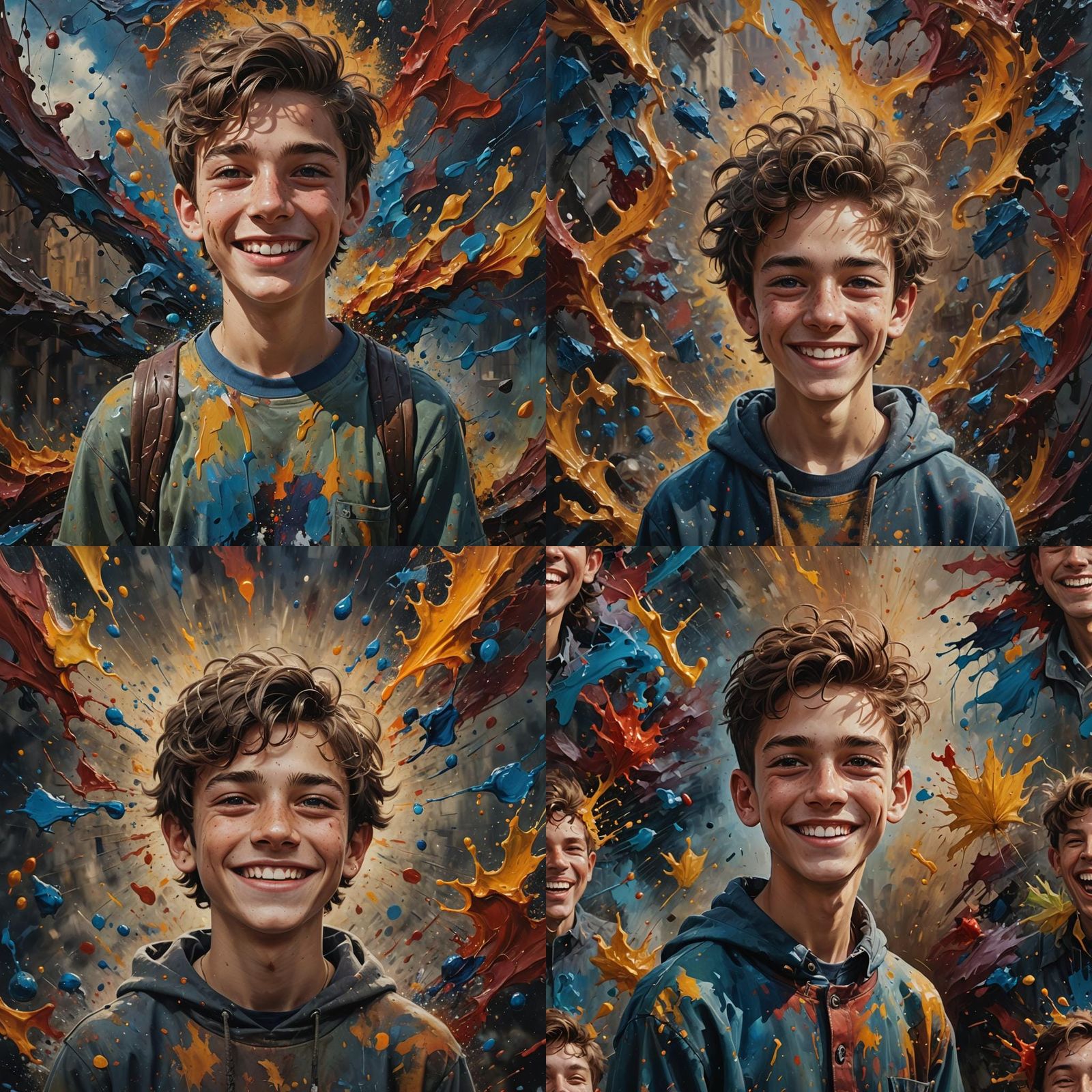 Hyperrealistic Oil Painting of a Happy Teenager