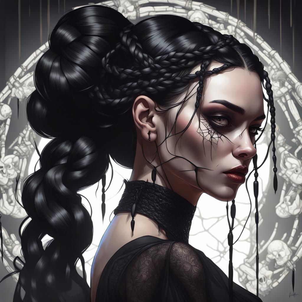 Creepy Elegant Girl in Dark Gothic Portrait