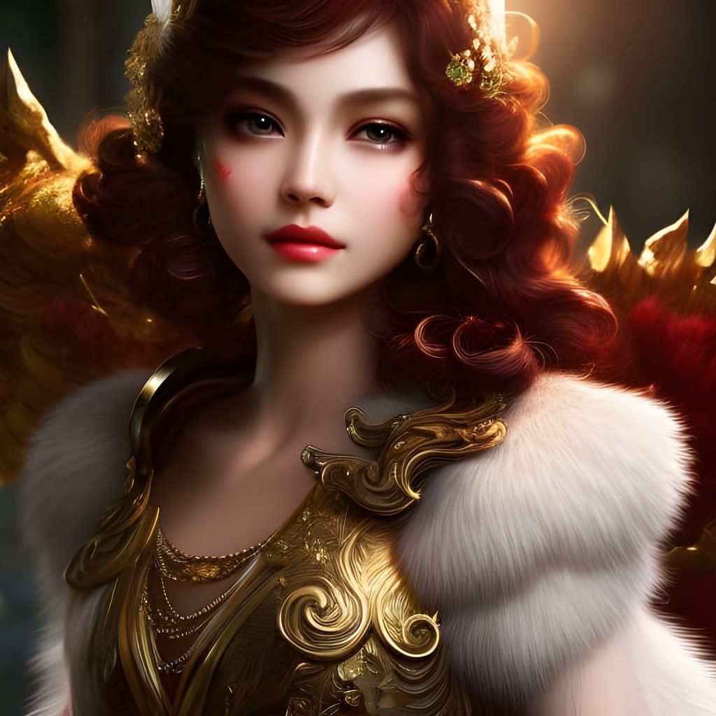Beautiful Young Queen Portrait in Fantasy Style