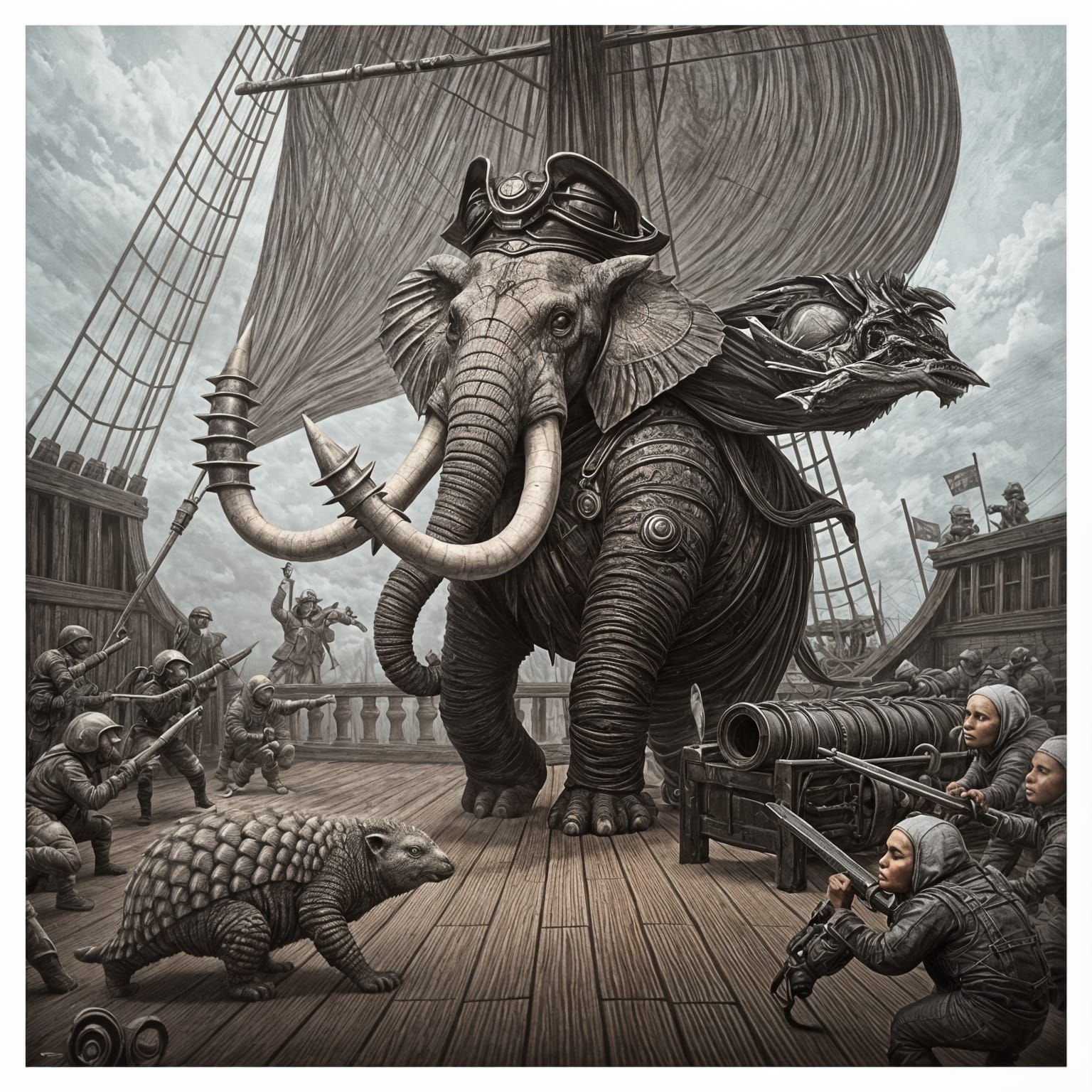 Elephant Pirate Queen War Galleon