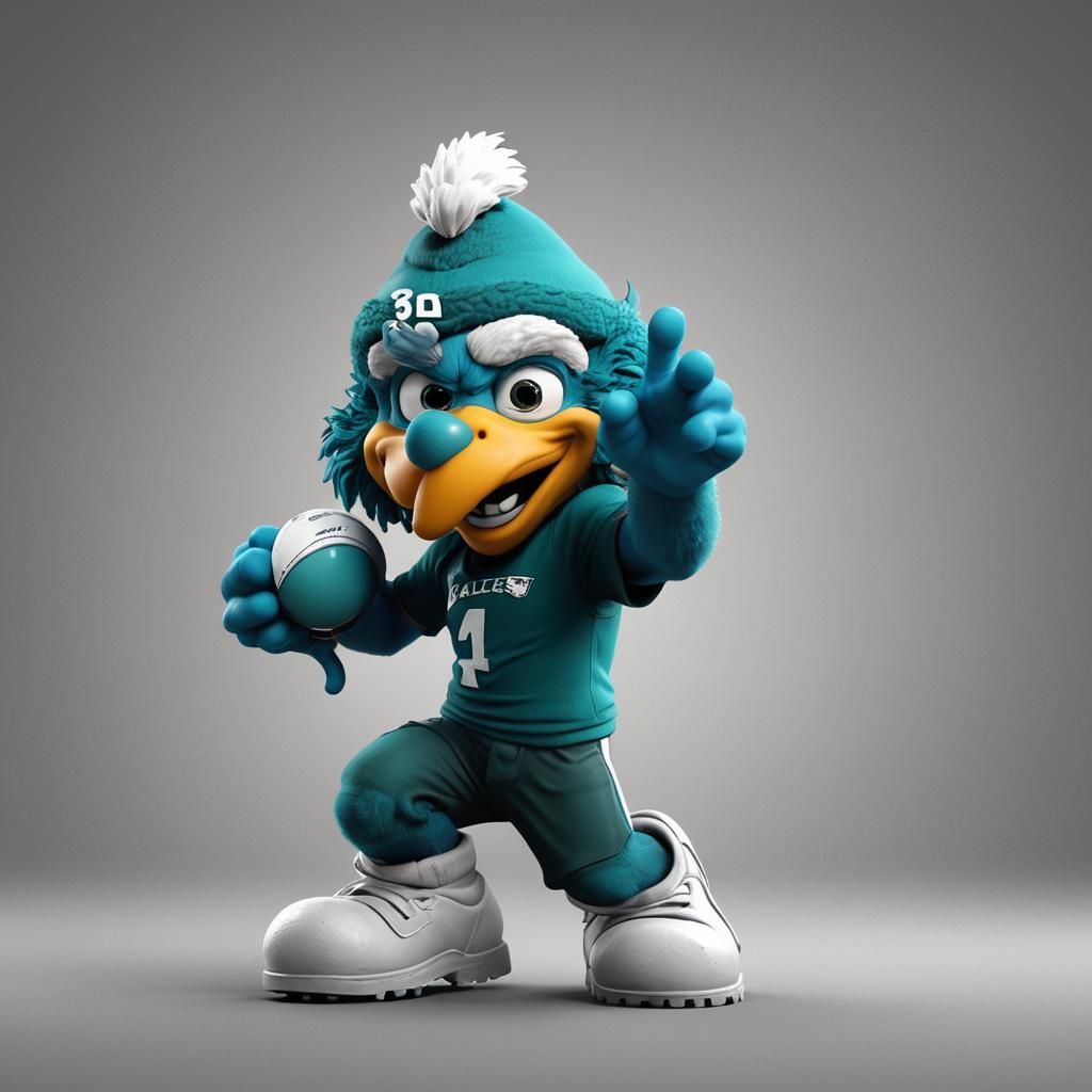 Philadelphia Eagles Smurf in Pixar Style