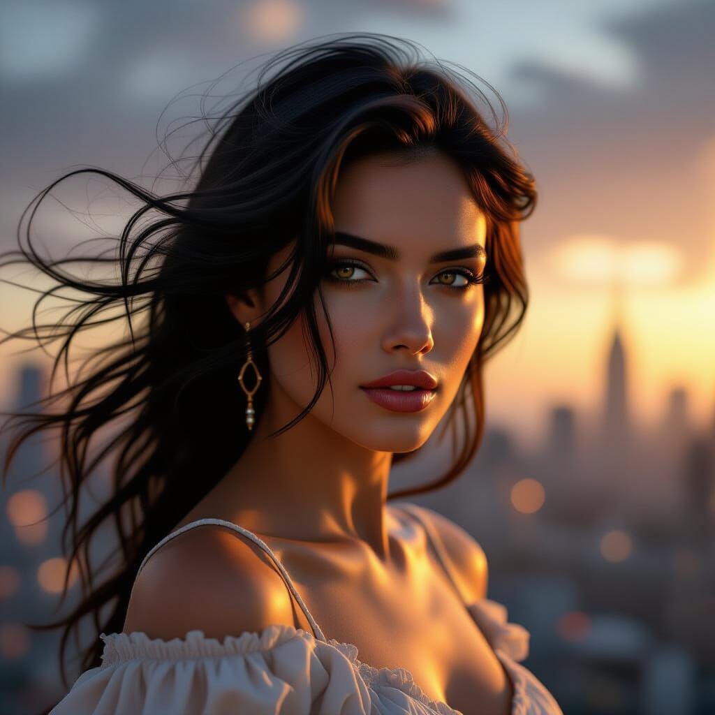 Mysterious Woman in Golden Hour Light