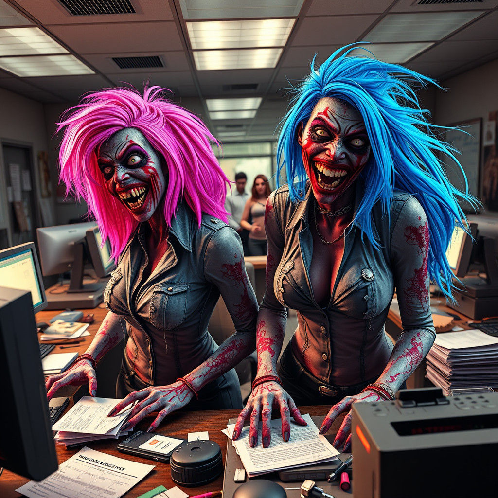Zombie Office Chaos in Fantastical AAA Game Style
