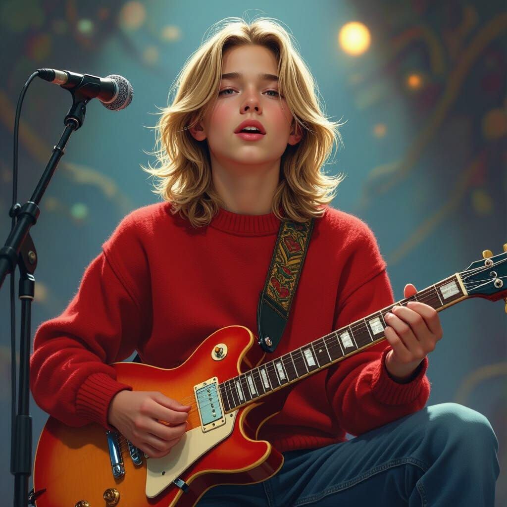 Boy with Guitar: Fantasy Realism Portrait