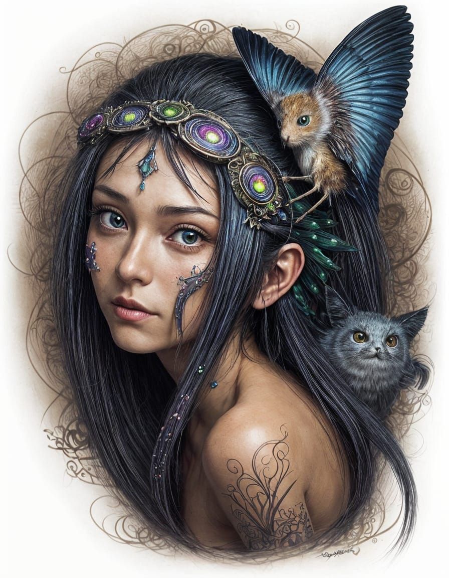 Surreal Crawling Beauty in Fluorescent Art Style