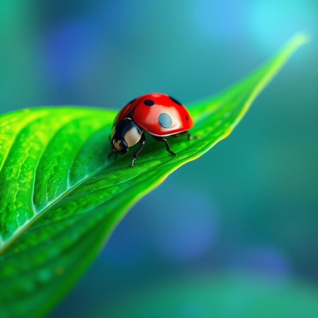 Ladybug in Dreamlike Emerald Paradise