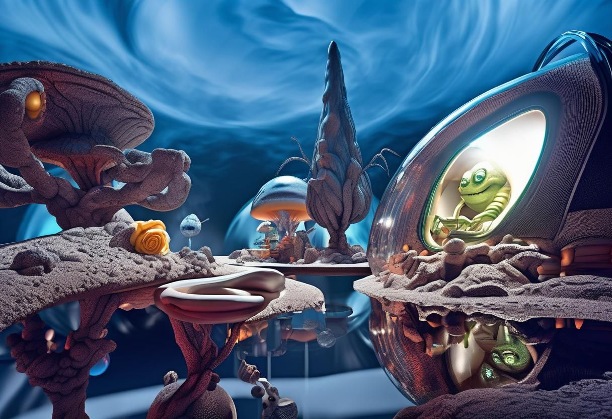 Extravagant Alien Characters in Cosmic Dreamscape