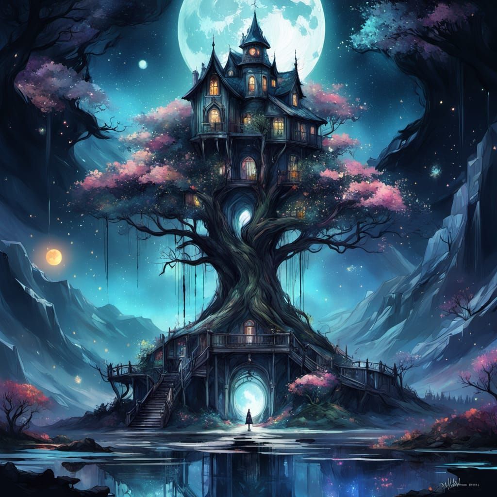 Fantasy Treehouses in Flowering Yggdrasil