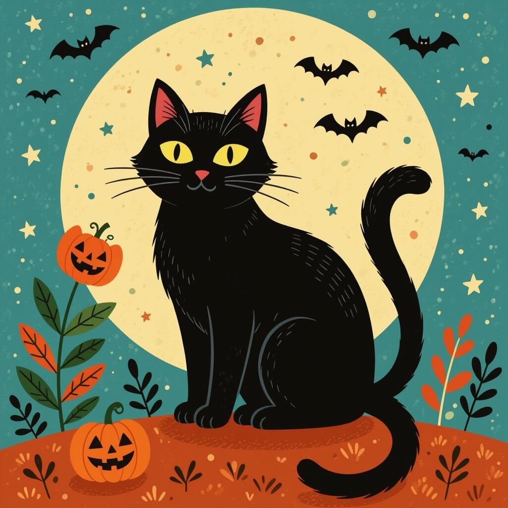 Mysterious Black Cat Silhouette