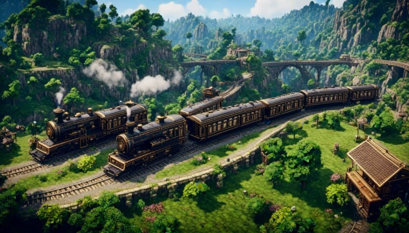 Panoramic Orient Express in HD 2D Pixel Art