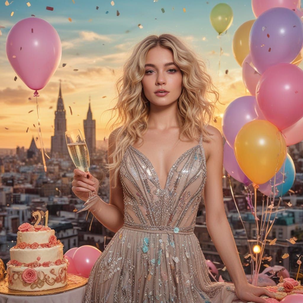 Glamorous Art Nouveau Birthday Celebration in Pop Art Style