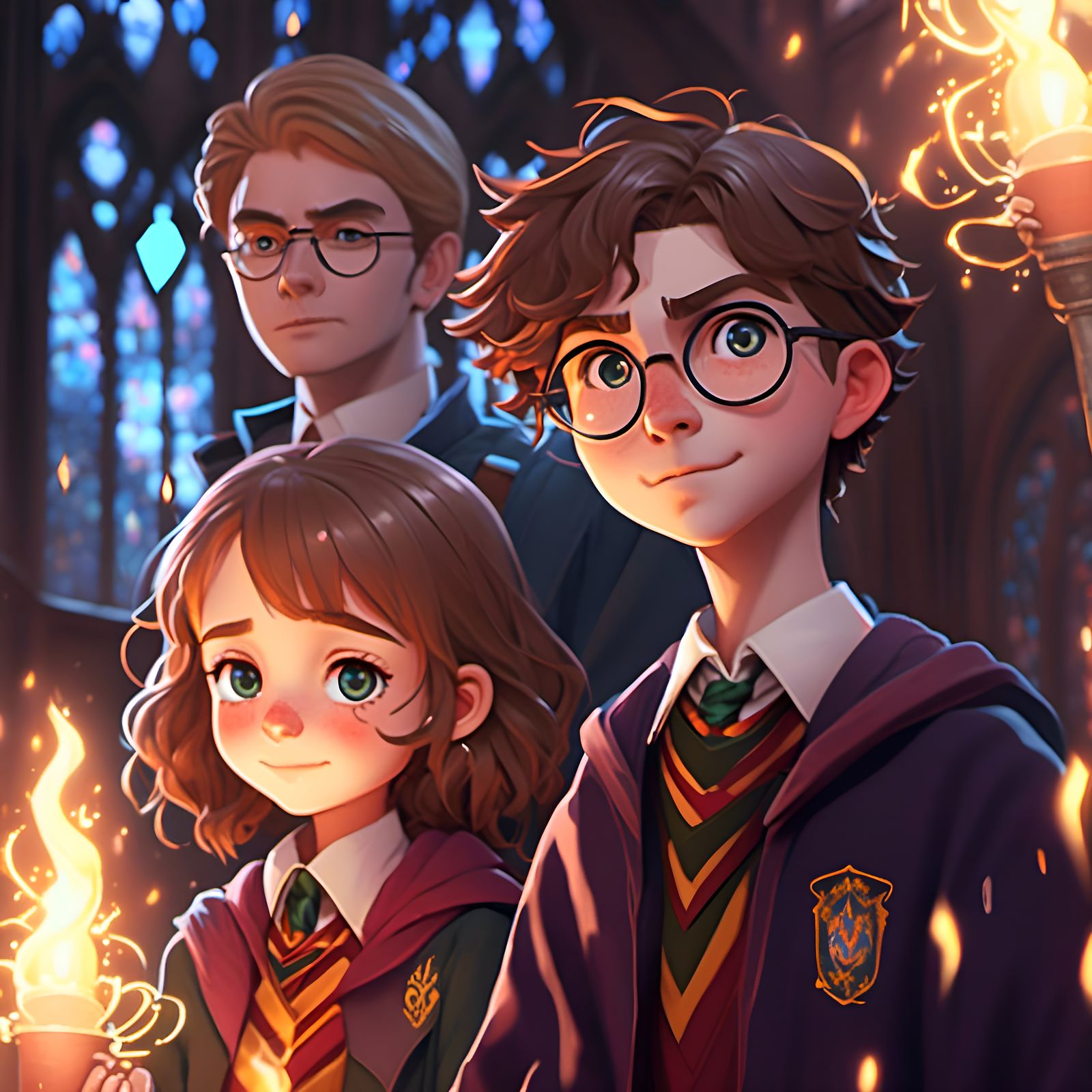 Chibi Harry Potter and Friends at Hogwarts