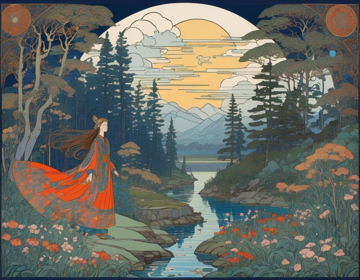 Enchanting Eastern Princess in Fairy Tale Illustration