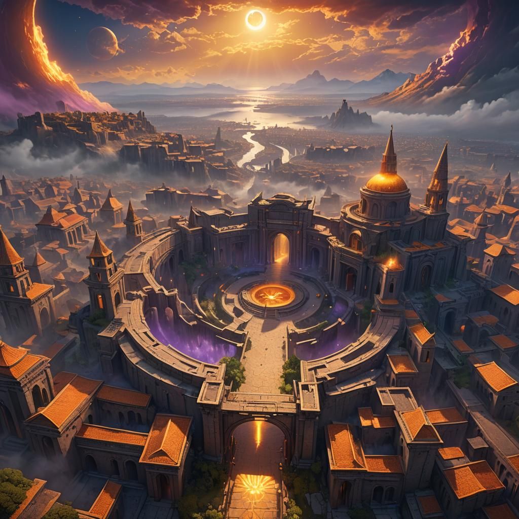 Mystical Portal Rises Over Ancient City