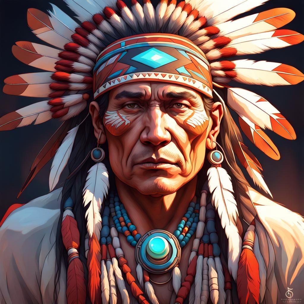 Shaman Blessing Portrait in Hyperdetailed Style