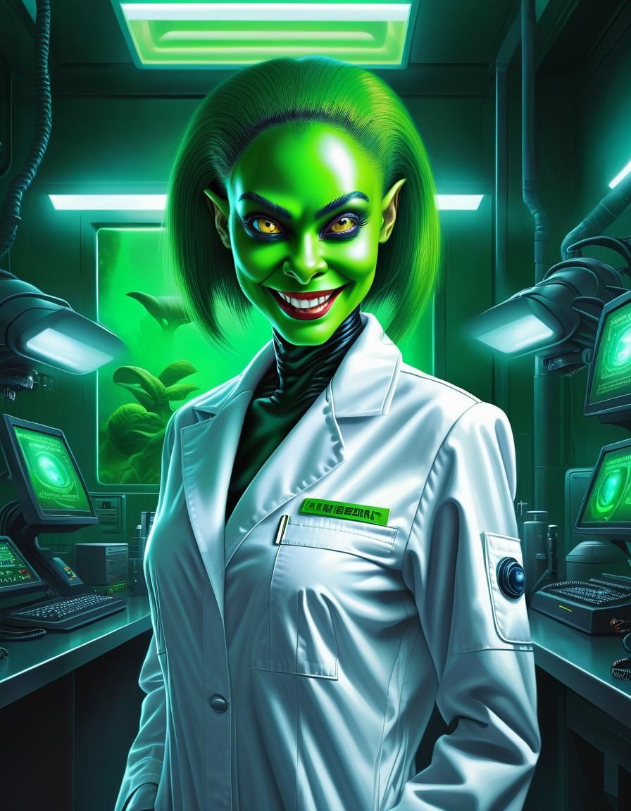 Alien Zombie Supervillain in Hyperrealistic Movie Poster Art