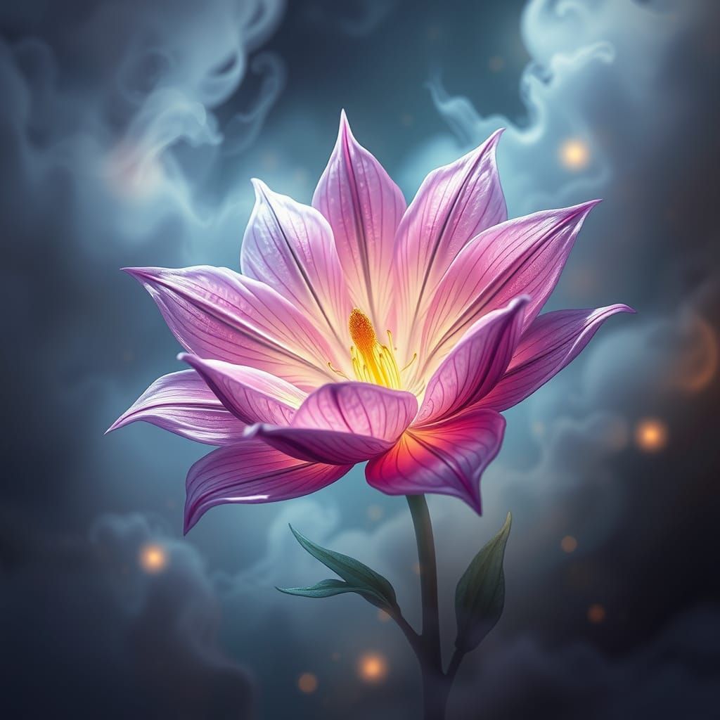 Ethereal Fantasy Flower in Soft Focus, Honoring Fallen Parti...