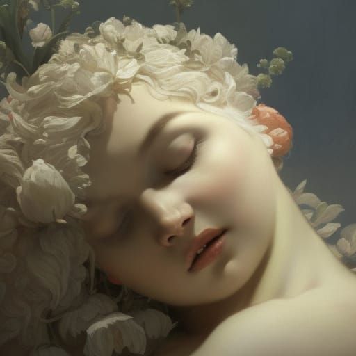 Baroque sculpture of sleeping angel