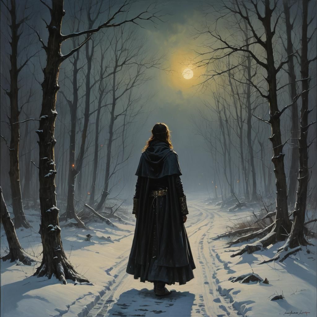 Melancholy Night: An Oil Painting of Longing