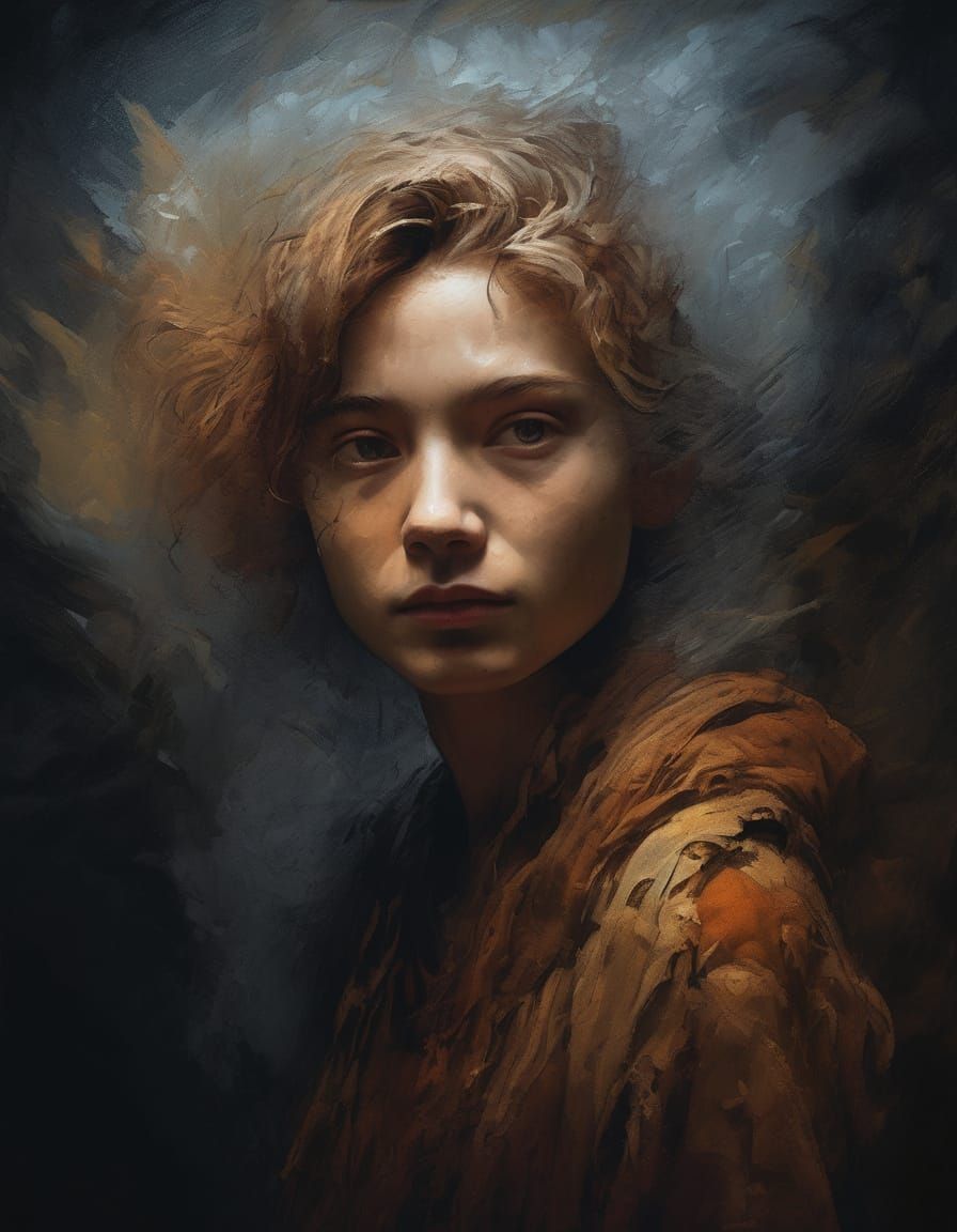 Serene Rembrandt-Inspired Portrait with Ethereal Features