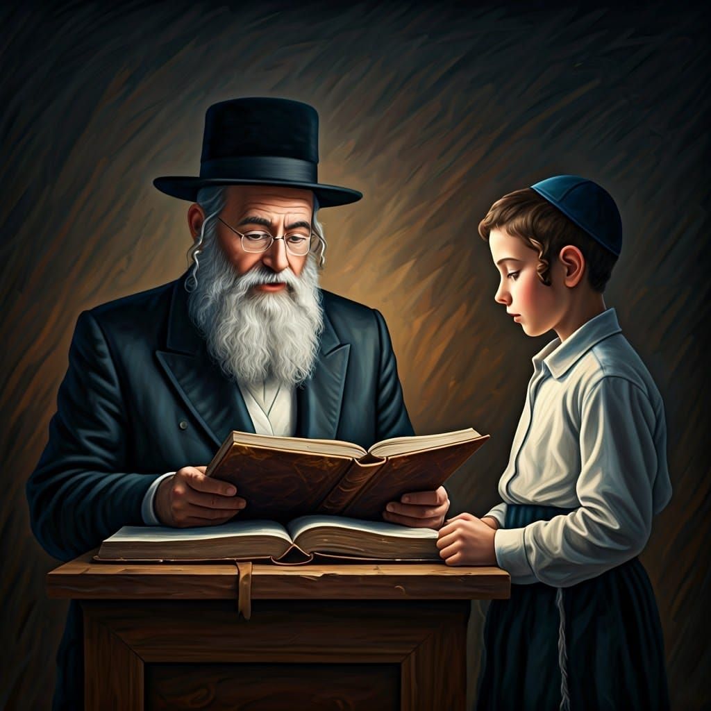 Majestic Orthodox Jew Studies Ancient Texts in Traditional G...