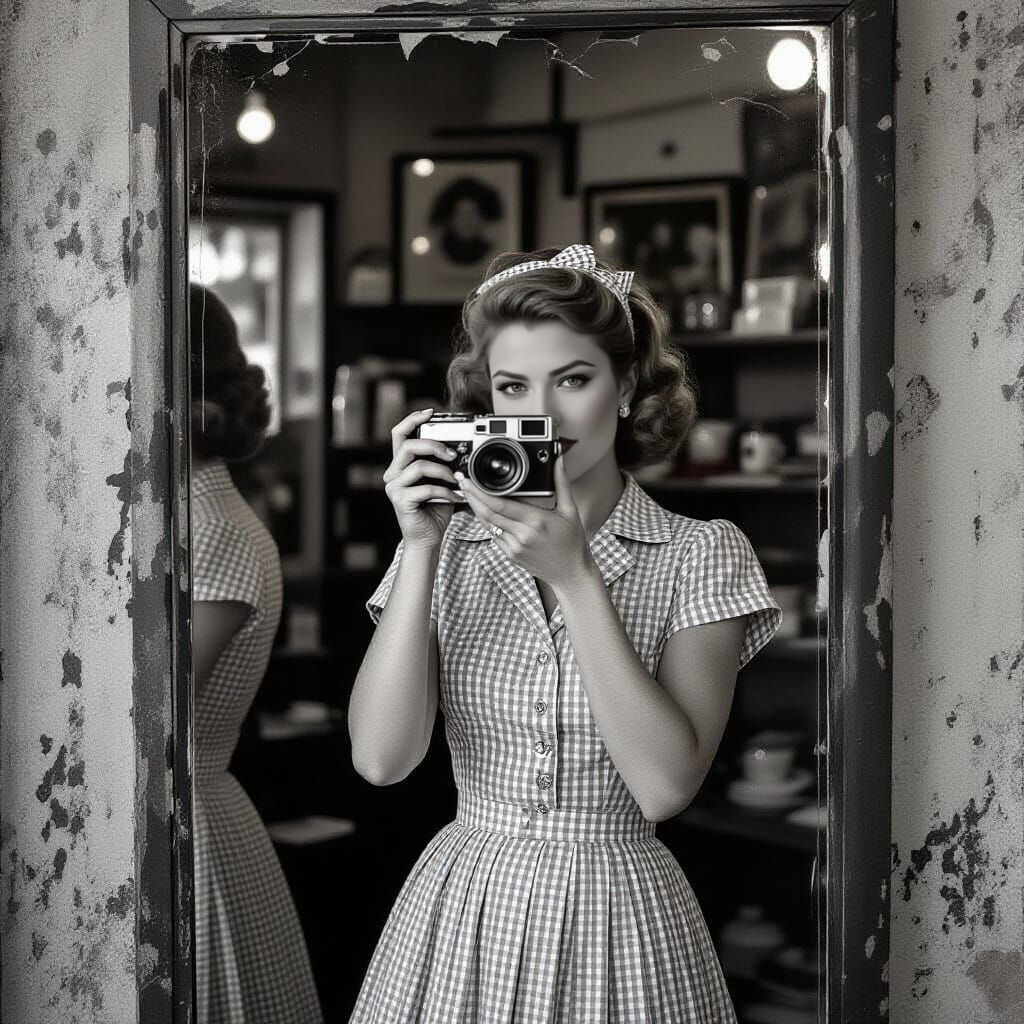 Woman's Self-Portrait in 1950s New York, Black and White