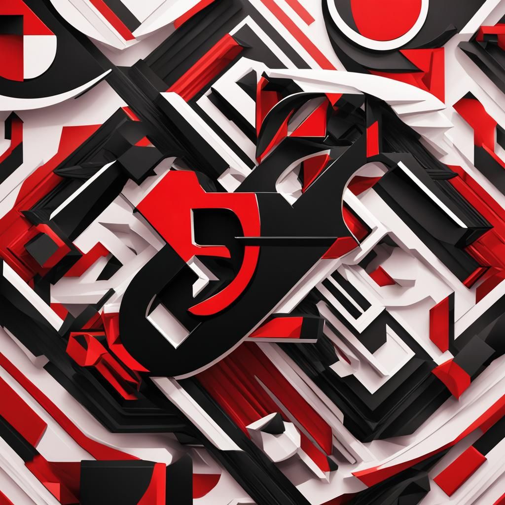 Red and Black Falcon Logo in Cubist Art Deco Style
