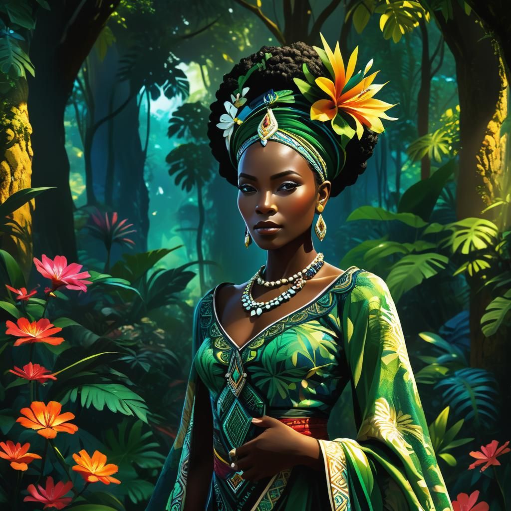 African Queen in Jungle: Fantasy Concept Art