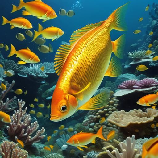 Radiant Golden Fish Under Photoflash