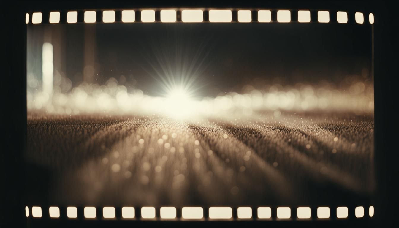 Hyperrealistic Vintage Film Strip with Subtitles