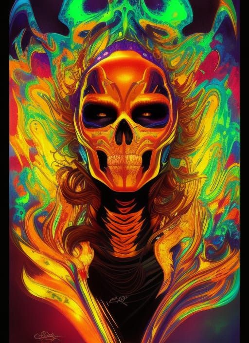 Psychedelic Fractal Ghost Rider Portrait