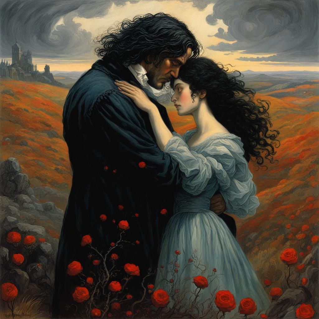 Wuthering Heights: A Klimt-Inspired Surreal Love Story