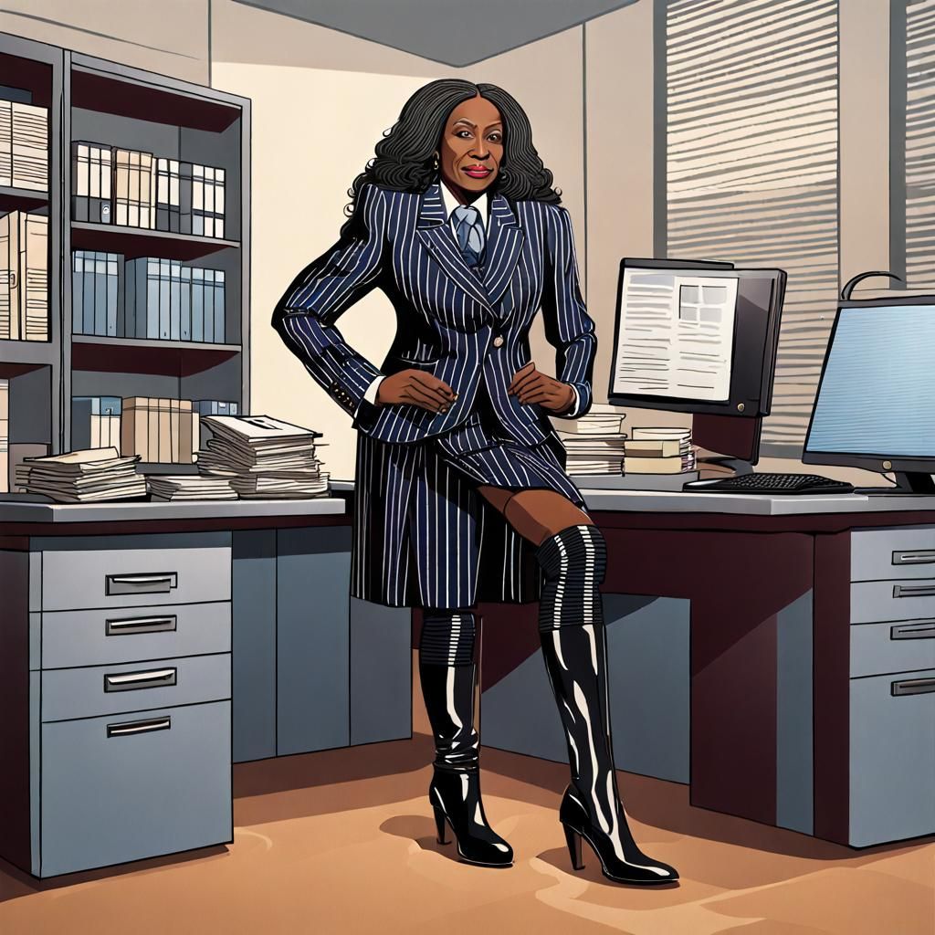 Businesswoman and Crossdresser in Office Photo