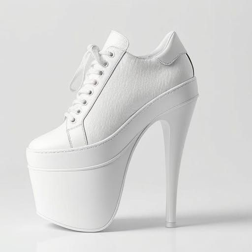 White Stiletto Platform Sneaker Shoe