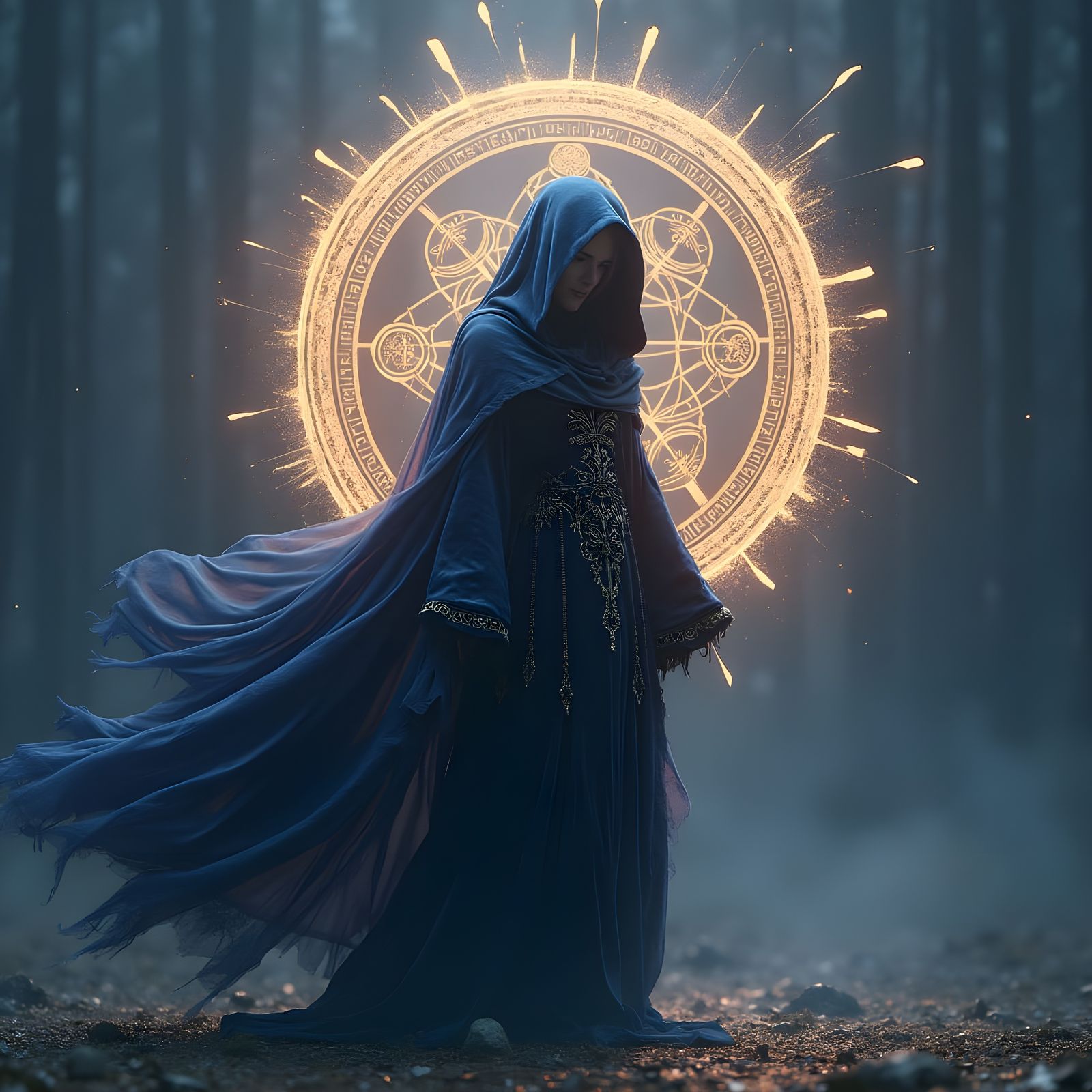 Enchanting Witch Surrounded by Mystical Sigil