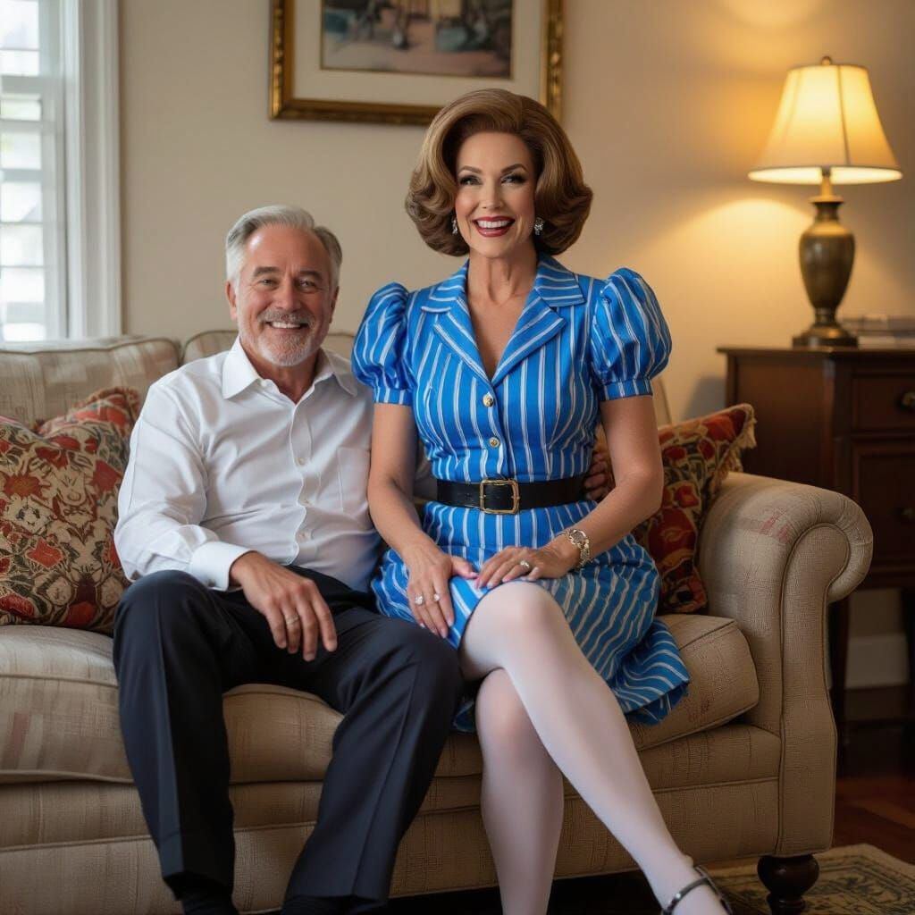 Man in Mini Dress and Wig Beside Friend