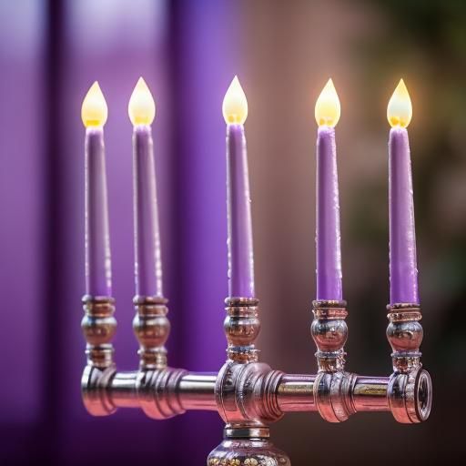 Purple Menorah in Professional Photography Style